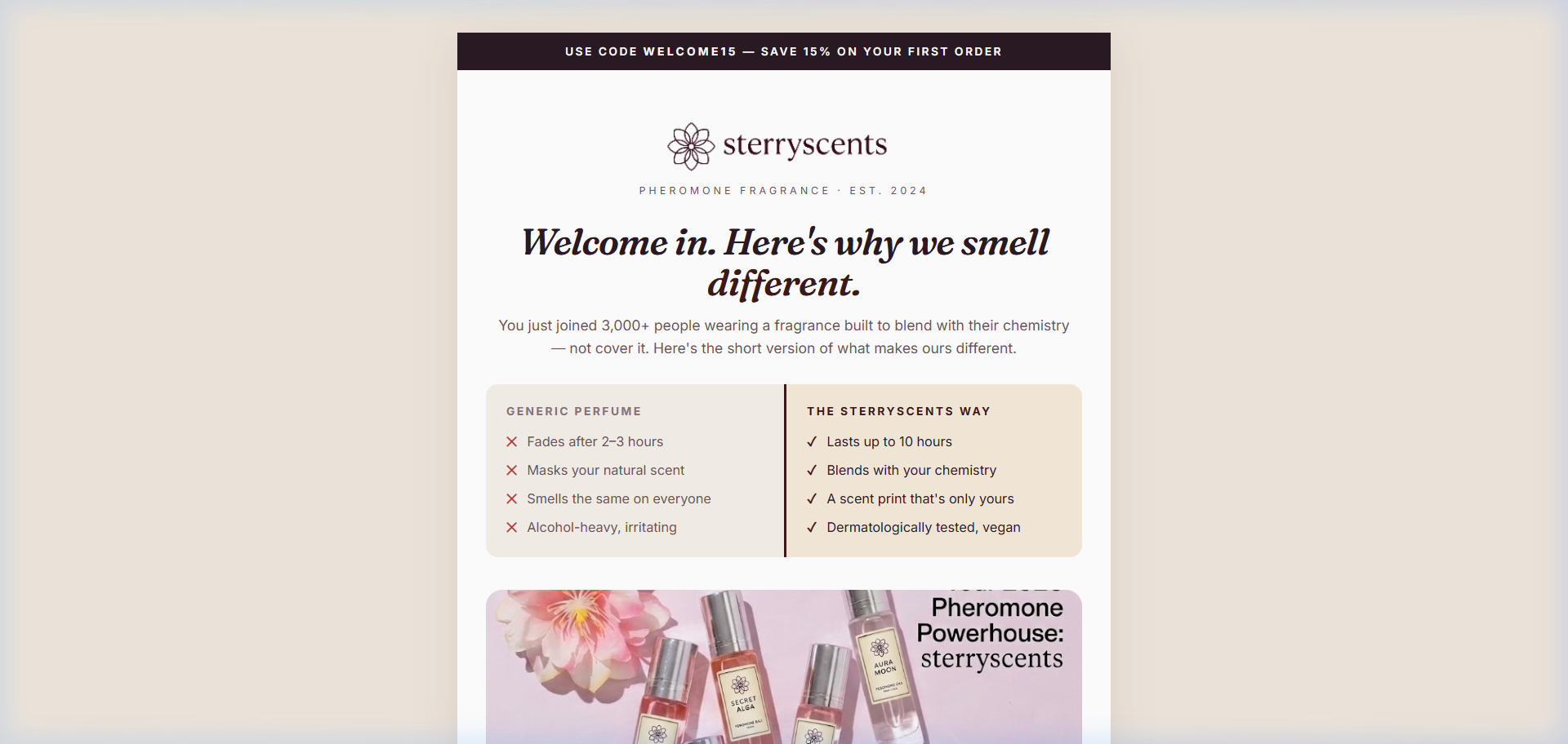 SterryScents Welcome Email Preview